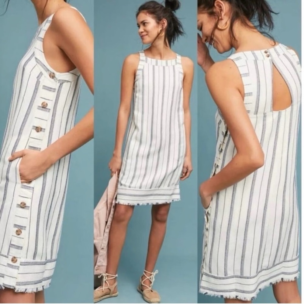 Anthropologie white and Blue Striped shift Dress (Akemi + Kin)